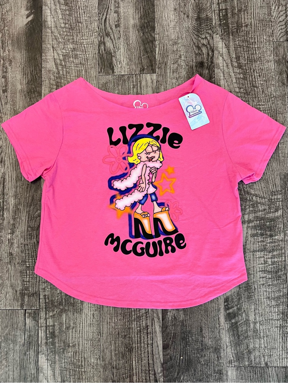 Lizzie McGuire Pink X-Large Off The Shoulder Top Shirt NEW